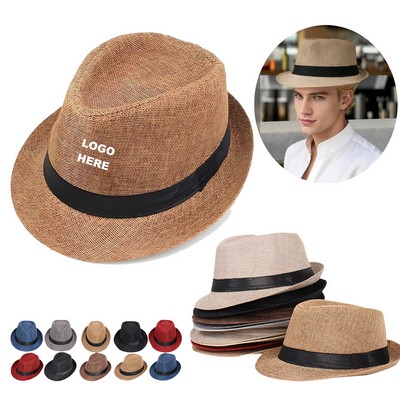 Custom Short Brim Panama Beach Sun Cap Jazz Club Fedora Hat